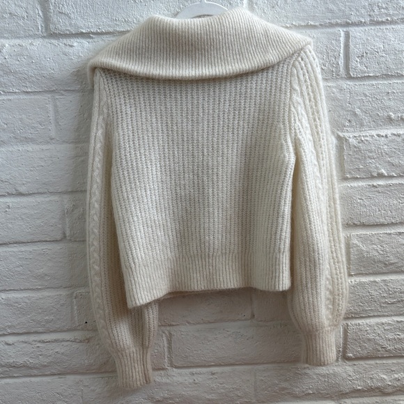 Sezane Cream Cable-Knit Zip Cardigan with Wide Collar - Picture 3 of 3